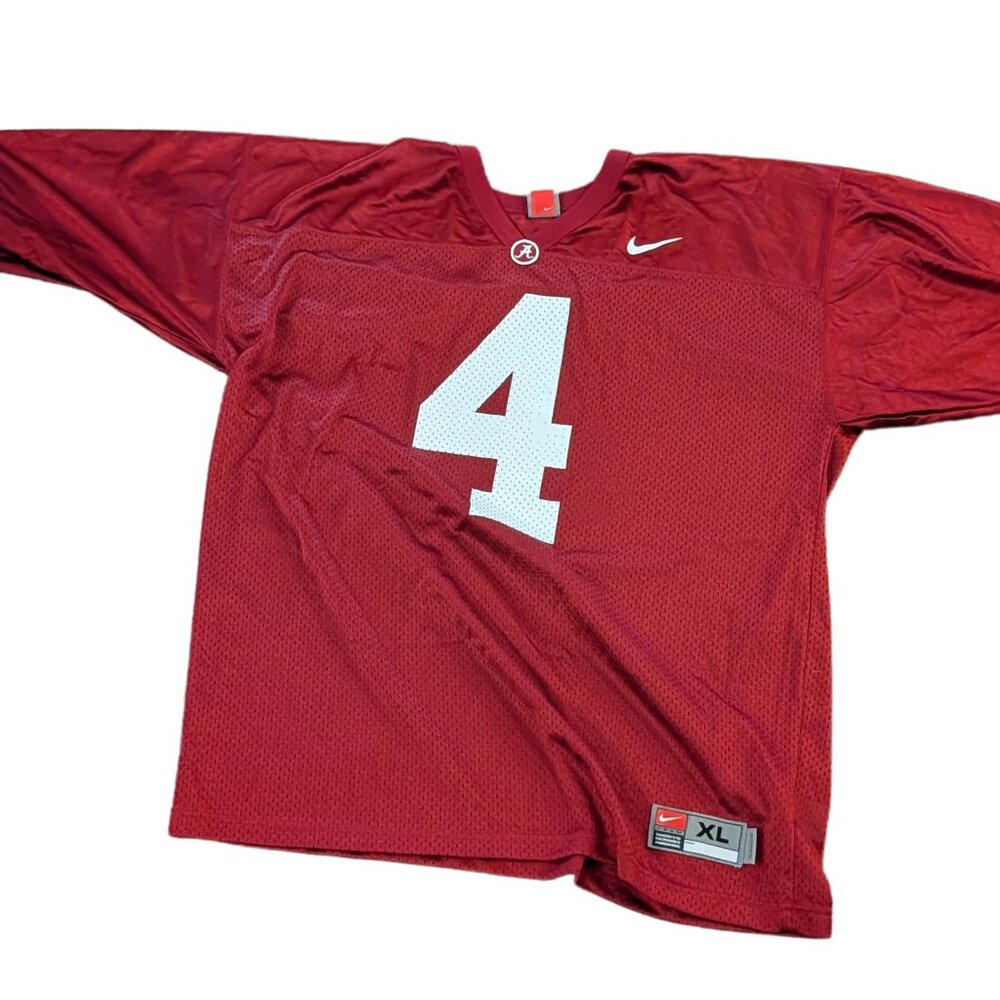 Alabama Crimson Tide #4 Nike Football Jersey – XL – Worn by Jalen Milroe, T.J. Y